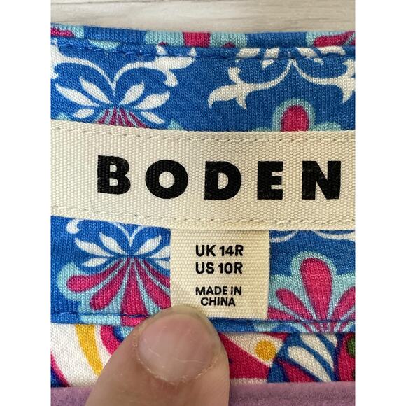 Boden Dress Womens 10 Blue Multicolor Olympia Jersey Maxi Paisley V-Neck D1155 - Picture 5 of 9